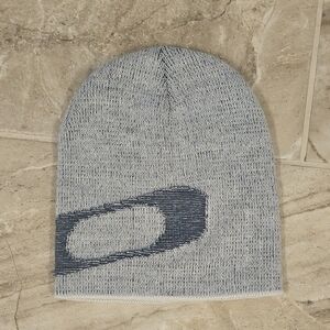 Oakley Gray Knit Beanie Hat with Navy Accent - Men's Accessory